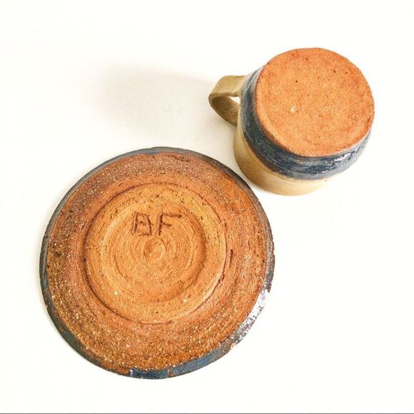 Hand Thrown Artisan Pottery Coffee Cup & Saucer - Picture 5 of 8